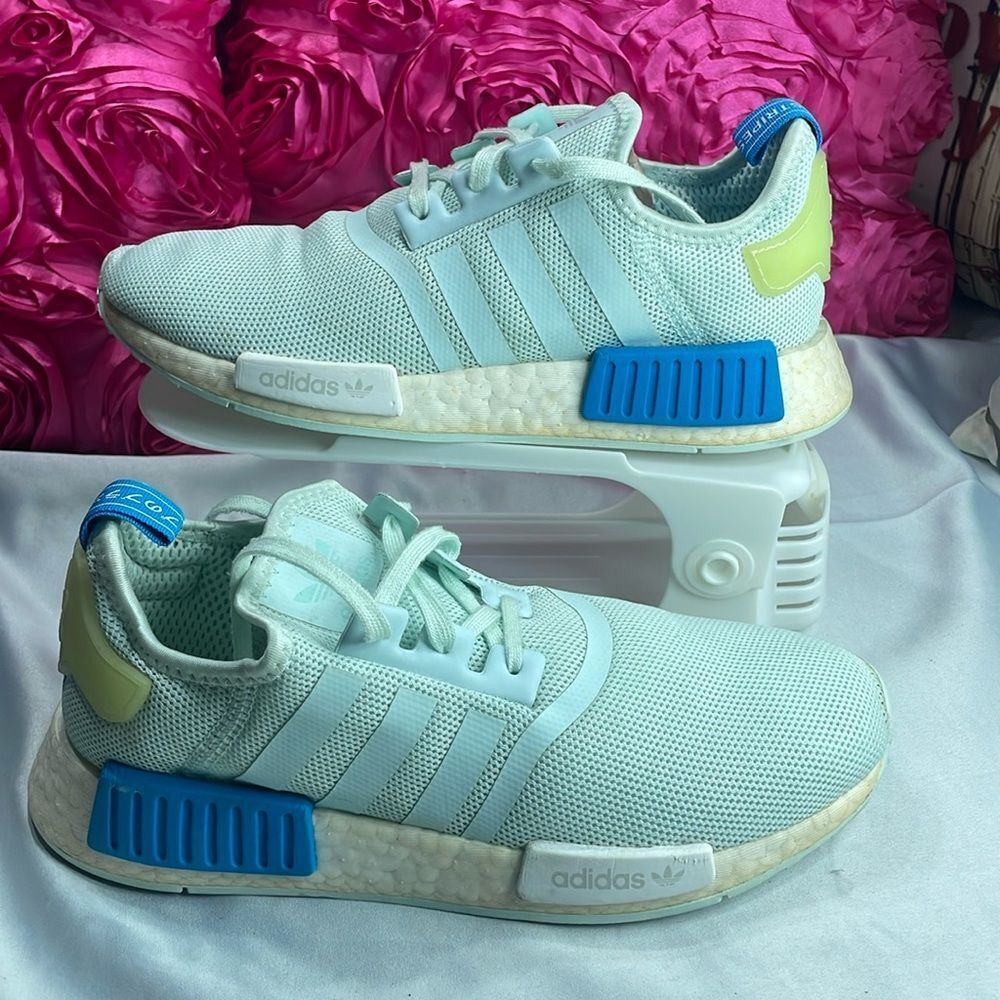 (B) Adidas NMD_R1 Ice Mint Kids' Running Shoes CG6983, Size 6.5